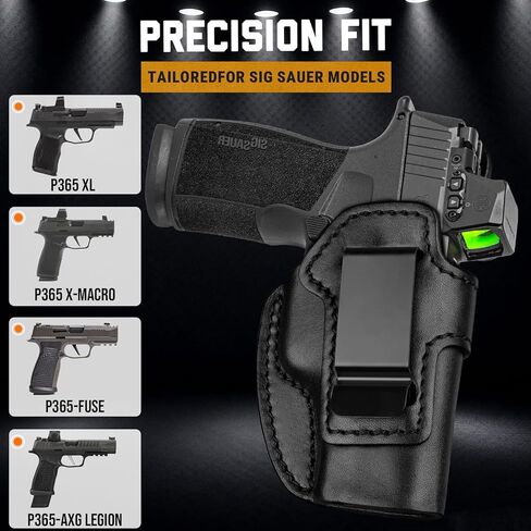حافظة جلدية IWB لـ P365 Fuse وAXG Legion وX Macro وP365XL، حافظة حمل مخفية جاهزة للبصريات لـ P365-AXG، مشبك فولاذي يناسب حزام 1.75 بوصة، حزام الخصر الداخلي، لون أسود، اليد اليمنى/اليسرى in Kuwait