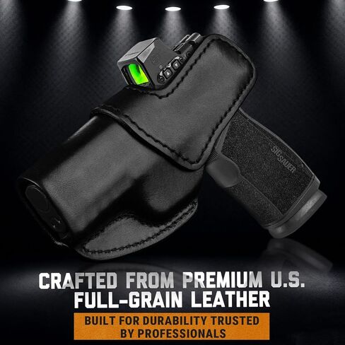 حافظة جلدية IWB لـ P365 Fuse وAXG Legion وX Macro وP365XL، حافظة حمل مخفية جاهزة للبصريات لـ P365-AXG، مشبك فولاذي يناسب حزام 1.75 بوصة، حزام الخصر الداخلي، لون أسود، اليد اليمنى/اليسرى in Kuwait