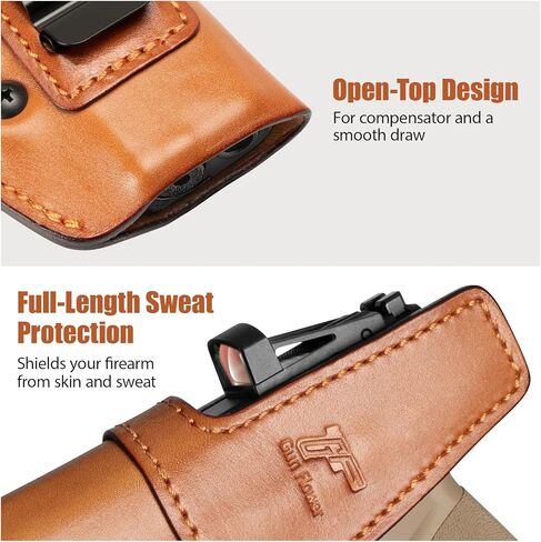 حافظة جلدية GUN & FLOWER IWB لـ Springfield Hellcat Pro/Comp، Hellcat RDP - قطع بصري - حافظة حمل مخفية، ملحق داخل حزام الخصر، يناسب أحزمة مقاس 1.5 بوصة - 1.75 بوصة - اليد اليمنى in Kuwait