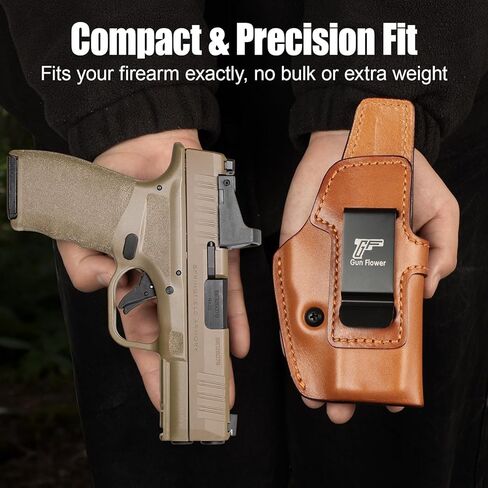 حافظة جلدية GUN & FLOWER IWB لـ Springfield Hellcat Pro/Comp، Hellcat RDP - قطع بصري - حافظة حمل مخفية، ملحق داخل حزام الخصر، يناسب أحزمة مقاس 1.5 بوصة - 1.75 بوصة - اليد اليمنى in Kuwait