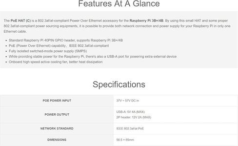 مطلوب قبعة Waveshare Power Over Ethernet (النوع C) لـ Raspberry Pi 3B+/4B 802.3af/at معدات مصادر الطاقة in Kuwait