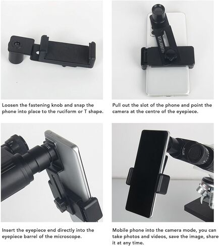 Microscope Lens Cellphone Adapter, Metal Microscope Smartphone Camera Adapter, with 12.5X Microscope Eyepiece, for Microscope Eyepiece Tube 23.2mm in Saudi Arabia