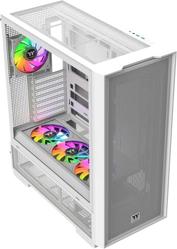 Thermaltake S380 TG ARGB; Mid Tower Chassis; 1x120mm SF120 ARGB & 1x360mm SF360 ARGB PWM Fans Included; 360mm Radiator Support; 400mm GPU Clearance; Hidden Connector Support; Snow; CA-11K-00M6WN-00 in Saudi Arabia