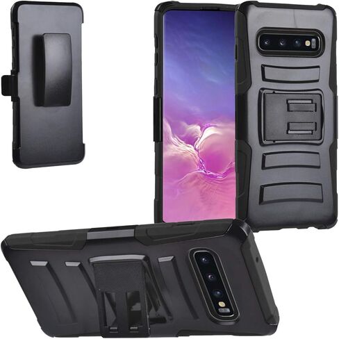 متوافق مع هاتف Samsung Galaxy S10 (6.1 بوصة) SM-G973 - جراب هجين مع حامل/مشبك حزام - CV1 أسود in Kuwait