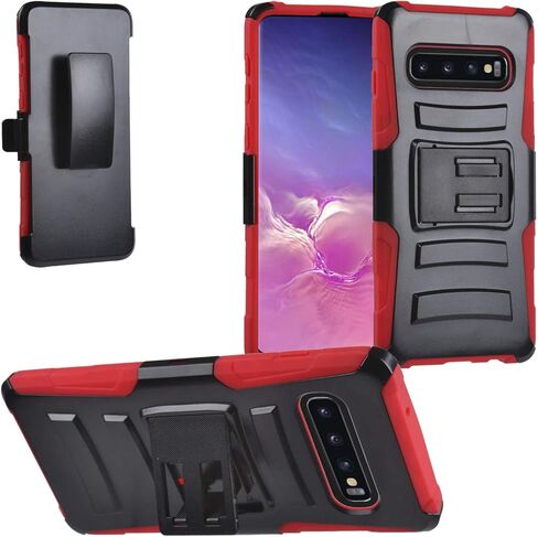 متوافق مع هاتف Samsung Galaxy S10 (6.1 بوصة) SM-G973 - جراب هجين مع حامل/مشبك حزام - CV1 أسود in Kuwait