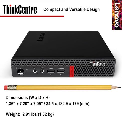 كمبيوتر مكتبي لينوفو ثينك سنتر مايكرو، ذاكرة وصول عشوائي DDR4 سعة 16 جيجابايت، محرك أقراص SSD سعة 512 جيجابايت، معالج AMD ورسومات، دعم العرض المزدوج، واي فاي، بلوتوث، USB، RJ-45، Windows 11 Pro، إطار صغير، أداء عملاق in Kuwait