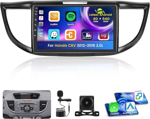 راديو 2 + 64G لسيارة Honda CRV 2012-2016 2.0L CarPlay ستيريو للسيارة أندرويد 15 9 بوصة شاشة تعمل باللمس أندرويد Auto AHD كاميرا احتياطية بلوتوث نظام تحديد المواقع واي فاي FM RDS in Kuwait