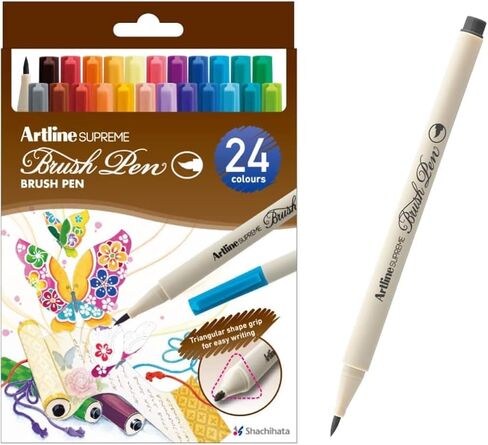 أقلام ألوان مائية من Artline SUPREME EPFS-F، أقلام تحديد فرشاة ألوان مائية مع طرف مرن، مثالية للرسم والخط، متعددة الألوان - عدد واحد، 36 عبوة in Kuwait