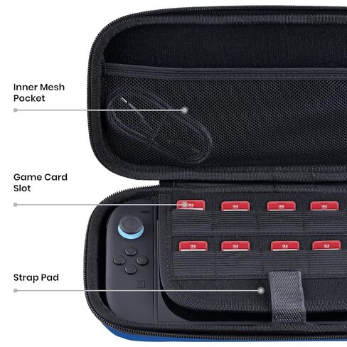 Head Case Designs Blue Hard Storage Travel Carry Case and Screen Protector Compatible with Nintendo Switch 2 in Saudi Arabia