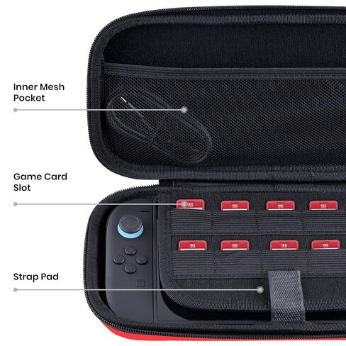 Head Case Designs Red Hard Storage Travel Carry Case and Screen Protector Compatible with Nintendo Switch 2 in Saudi Arabia