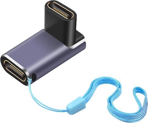 Duttek 240W USB C Coupler، 90 درجة USB c أنثى إلى أنثى محول 40 جيجابت في الثانية يدعم شاشة فيديو 8K@60 هرتز مع مصباح مؤشر العمل LED لـ Thunderbolt، Switch، MacBook، Laptop، Tablet، Phone 1Pack in Kuwait