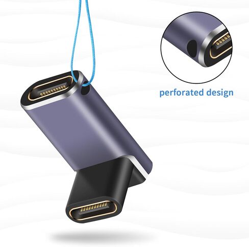 Duttek 240W USB C Coupler، 90 درجة USB c أنثى إلى أنثى محول 40 جيجابت في الثانية يدعم شاشة فيديو 8K@60 هرتز مع مصباح مؤشر العمل LED لـ Thunderbolt، Switch، MacBook، Laptop، Tablet، Phone 1Pack in Kuwait