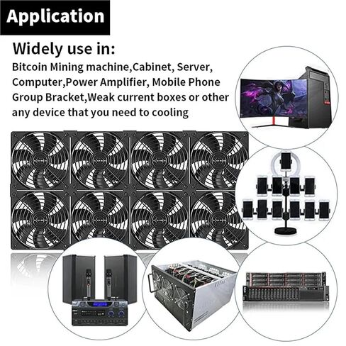 High Speed Large Air Volume Mining Machine Fan 120MM 3000RPM Workstation Cabinet Fan Server System Fan Kit(5 Fan,EU Plug) in Saudi Arabia