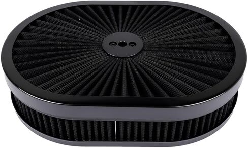 12" x 2'' Oval Super Flow Thru Air Cleaner with Washable Black Element for 5-1/8" Carb Neck in Kuwait