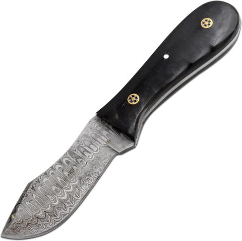 سكين صيد مصنوع يدويًا من الفولاذ الدمشقي ذو نصل ثابت مقاس 9 بوصة مزود بغمد in Kuwait