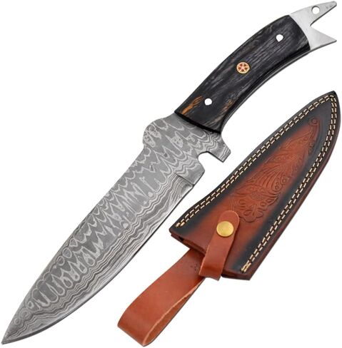 Handmade Custom Damascus Hunting Knife | Bush-craft Knife with Sheath | EDC Survival Knife for Men | Fixed Blade (324) in Kuwait