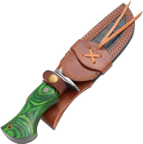 سكين صيد مصنوع يدويًا من الفولاذ الدمشقي ذو نصل ثابت (362) in Kuwait