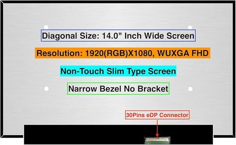 بديل شاشة EM EMAJOR TECH الجديدة لشاشة N140HGA-EA1 1920X1080 FHD شاشة LCD LED غير تعمل باللمس مع مجموعة من الأشرطة والأدوات in Kuwait