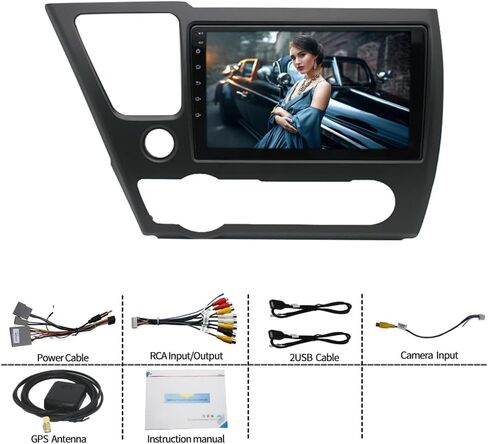 راديو سيارة 2+32 جيجا متوافق مع Honda Civic 2013-2017 (الإصدار الأمريكي)، شاشة لمس 9 بوصة HD Android 12 مع CarPlay لاسلكي Android Auto داخل لوحة القيادة GPS بلوتوث FM WIFI DSP SWC Mirroring in Kuwait