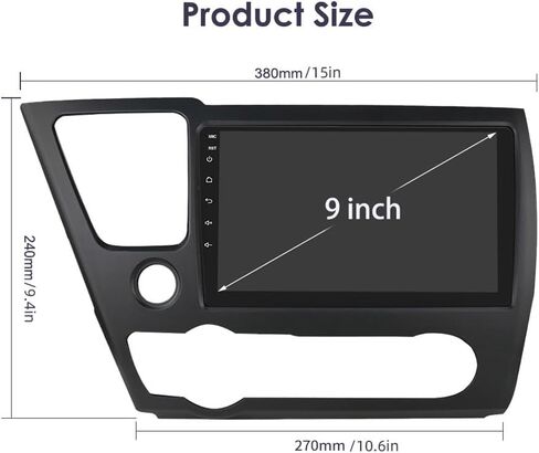 راديو سيارة 2+32 جيجا متوافق مع Honda Civic 2013-2017 (الإصدار الأمريكي)، شاشة لمس 9 بوصة HD Android 12 مع CarPlay لاسلكي Android Auto داخل لوحة القيادة GPS بلوتوث FM WIFI DSP SWC Mirroring in Kuwait