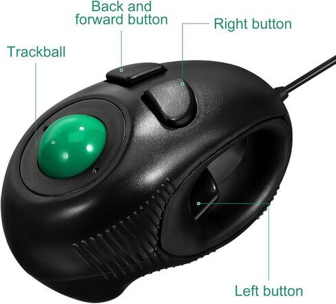 Mikikit Portable Mini 4D Wired Trackball Mouse USB Powered Handheld Thumb Control for Laptop Desktop Computer Ergonomic Design in Saudi Arabia