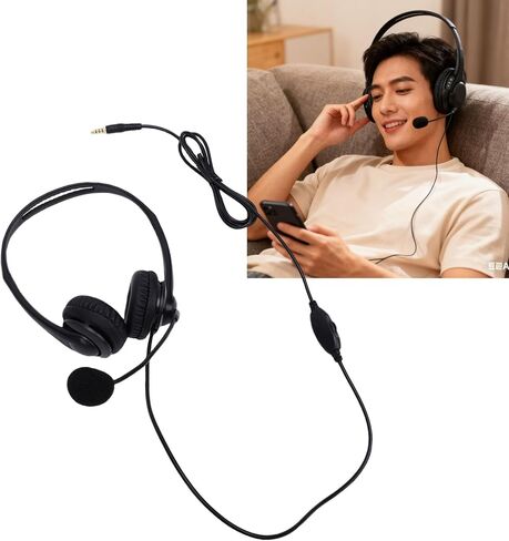 Yoidesu Wired Headphones, Adjustable Microphone Boom Noise Cancelling Mic 30mm HD Speakers Inline Volume Control, with 3.5mm Jack, for PC Laptop Phone Zoom Calls Online Meetings OS X in Saudi Arabia