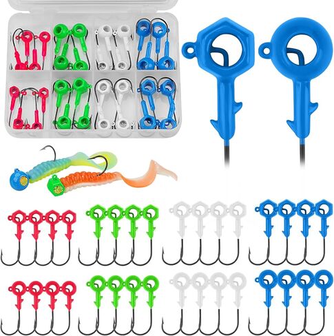 THKFISH Jig Heads Kit, 12PCS Crappie Jig Heads for Fishing, Jig Heads Hook with Round Scent Holder, Jigs for Crappie Bass Fishing, 1/16 1/8 3/16OZ, White Yellow Red in Kuwait