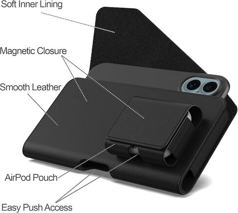 حافظة CoverON مع حامل سماعات الأذن لهاتف Google Pixel 10 9 Pro XL 9a /8 Pro 7 Pro 6 Pro/Pixel 7 6 5A 4 XL حافظة هاتف بمشبك حزام وسماعات أذن وفتحة لحمل حقيبة جلدية (تناسب Otterbox أو أي حافظة) in Kuwait