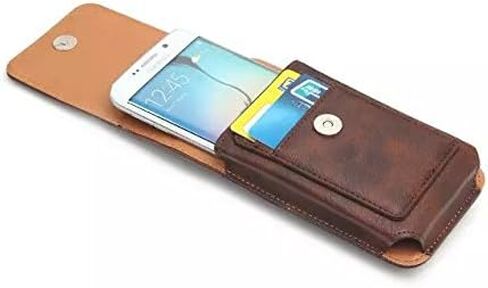 Vertical PU Leather Belt Holster Case Pouch with Swivel Belt Clip Card Slot for iPhone 11 12 13 14 Pro XR X/Galaxy Note 10 S23 S22 S10e A10e /Google Pixel 5 4/ Huawei P30/ Moto E6/ LG Rebel 4 (Brown) in Saudi Arabia