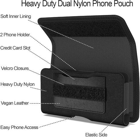 حامل هاتف خلوي مزدوج من CoverON لهاتف Motorola Moto G Stylus 5G/Edge Edge+ Plus/G Fast/G45 G85 G86 G96 G34 G04 Revvlry+ يحمل جراب هاتف 2X 6.7 بوصة بمشبك حزام من النايلون (مع جراب على) in Saudi Arabia