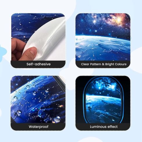 SNAIL GARDEN 3D Universe Galaxy Space Wall Stickers, 4 Pcs Glow in The Dark Wall Decals,Self-Adhesive Space Themed Wall Decor, Ceiling Glow in The Dark Decoration in Saudi Arabia