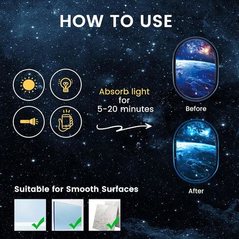 SNAIL GARDEN 3D Universe Galaxy Space Wall Stickers, 4 Pcs Glow in The Dark Wall Decals,Self-Adhesive Space Themed Wall Decor, Ceiling Glow in The Dark Decoration in Saudi Arabia