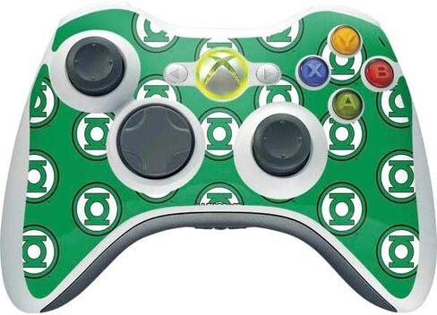 ملصق Skinit المخصص للألعاب متوافق مع وحدة التحكم اللاسلكية Xbox 360 - تصميم نمط شعار Warner Bros Green Lantern مرخص رسميًا in Kuwait