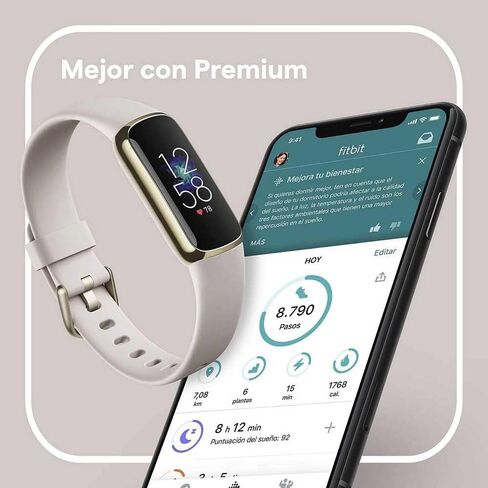 Fitbit Luxe Soft Gold Stainless Steel Case & Lunar White Band in Saudi Arabia