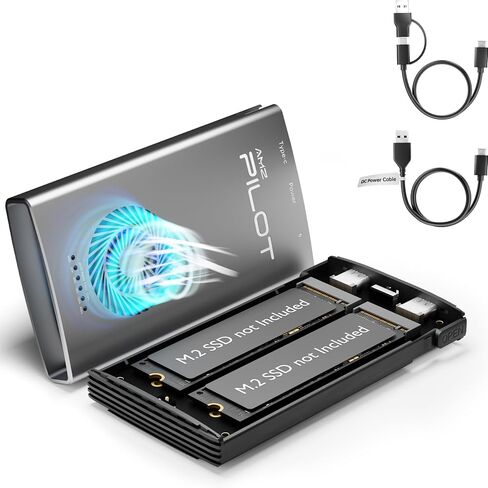 حاوية Dual Bay RAID 0، RAID 1، JBOD وCloner All-in-One M.2 SSD، محول قارئ يصل إلى 20 جيجابت في الثانية M 2 إلى USB C لمفتاح M2 M، قاعدة B+M Key NVMe SATA الخارجية، حجم محرك 2280 2242 2230 in Kuwait