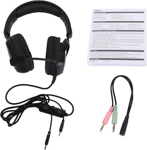 3.5mm Gaming Headset with OmniDirectional Noise Cancelling Microphone, Over Ear Game Headset for Desktop PC, Gaming Console, RGB (Black) in Saudi Arabia