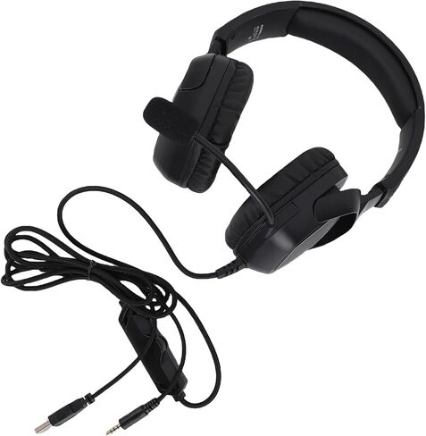 3.5mm Gaming Headset with OmniDirectional Noise Cancelling Microphone, Over Ear Game Headset for Desktop PC, Gaming Console, RGB (Black) in Saudi Arabia