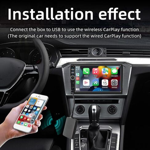 صندوق محول محول مع CarPlay اللاسلكي وAndroid Auto، مشغل سيارات بلوتوث 5.0، اتصال تلقائي سريع بدون تأخير، تصميم مضغوط لنظام Android مع منفذ USB/USB-C أسود in Kuwait