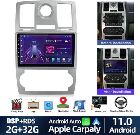9 inch Touchscreen Support CarplayAndroid AutoWiFiGPS NavigationSteering Wheel Control,Compatible for 300 C 300C 2004-2007 GPS Navi WiFi Android 12.0 2+32GB in Saudi Arabia