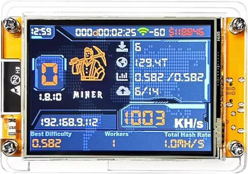 Bitcoin Home Miner Nerdminer V2 Solo Miner 980KH/s 2.8 "شاشة ذكية صفراء تشفير BTC Solo Mode حفارة اليانصيب in Saudi Arabia