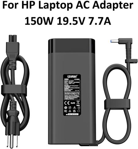 محول تيار متردد 150 وات لشاحن الكمبيوتر المحمول HP 19.5V/7.7A مزود طاقة مع طرف 4.5x3.0 مم متوافق مع HP Victus/OMEN 15 17 /Pavilion Gaming/ZBook Fury/Studio in Kuwait