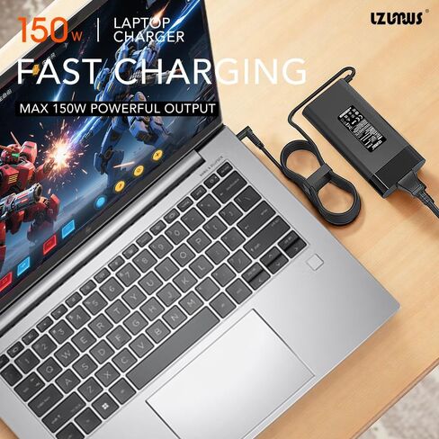 محول تيار متردد 150 وات لشاحن الكمبيوتر المحمول HP 19.5V/7.7A مزود طاقة مع طرف 4.5x3.0 مم متوافق مع HP Victus/OMEN 15 17 /Pavilion Gaming/ZBook Fury/Studio in Kuwait