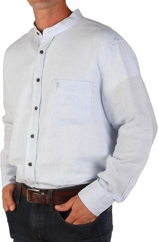 The Celtic Ranch Traditional Irish Grandfather Collarless Shirt, Men’s 100% Linen Long-Sleeve Dress Shirt in Saudi Arabia