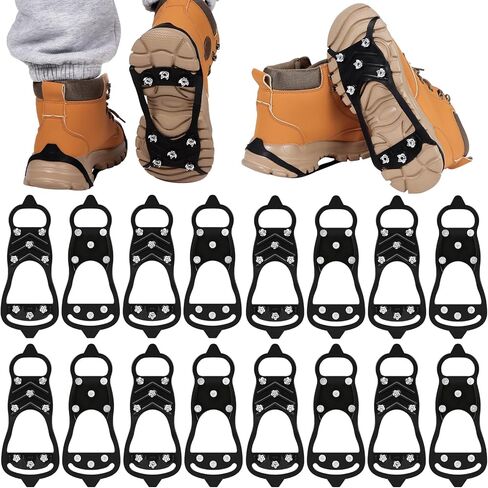 4 Pairs Non Slip Gripper Spike, Ice Traction Cleats Walk Traction Cleat Sturdy Ice Snow Grips for Shoes & Boots with 8 Steel Studs Crampons in Saudi Arabia