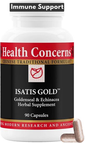 المخاوف الصحية ISATIS الذهب - دعم الجهاز المناعي ومكملات الجهاز التنفسي - أوراق Isatis ، Echinacea ، Platycodon ، مستخلص جذر Goldenseal و Ligusticum - 90 كبسولة in Saudi Arabia