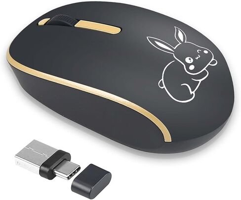 ماوس لاسلكي، نوع C+USB A واجهة مزدوجة، ماوس بصري لاسلكي لطيف وصامت وخفيف الوزن، التوصيل والتشغيل، 3 أزرار، للهواتف الذكية/الكمبيوتر اللوحي/الكمبيوتر المحمول/الكمبيوتر الشخصي/الكمبيوتر، هدية للأطفال والبنات والرجال والنساء (وردي) in Kuwait