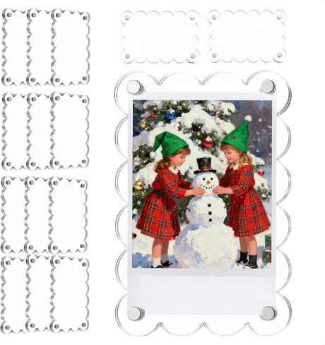 10 Pack 2.36 x 3.54 Inch Acrylic Fridge Magnetic Frame Scalloped, Double Sided Polaroid Frame, Magnet Picture Frames for Fridge suit Fujifilm Instax Mini, Frames for Fridge/Locker, Colorful Set in Saudi Arabia