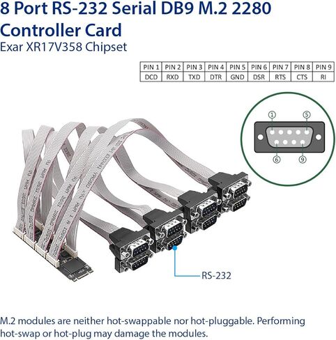 8 Port RS-232 DB9 Serial M.2 B+M Key Controller Card SI-ADA15071 in Saudi Arabia