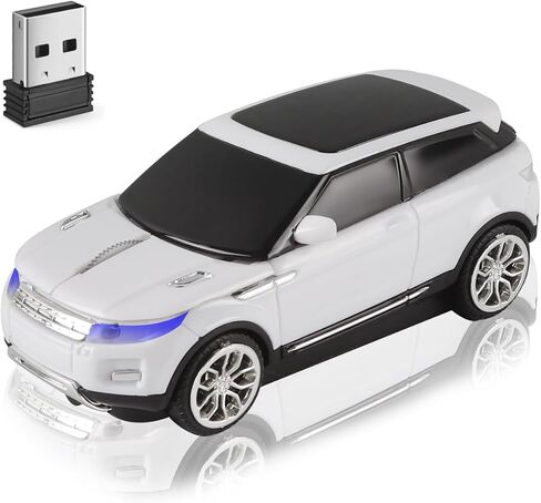 ماوس لاسلكي لطيف لفئران السيارة، أبيض قابل للحمل، فئران ممتعة ورائعة، ماوس USB مضحك لأجهزة الكمبيوتر المحمول والكمبيوتر اللوحي ماك بوك للأطفال والبنات والصبيان والنساء والرجال والأم والأب والأيدي الصغيرة للسفر والمكتب والمدرسة in Kuwait