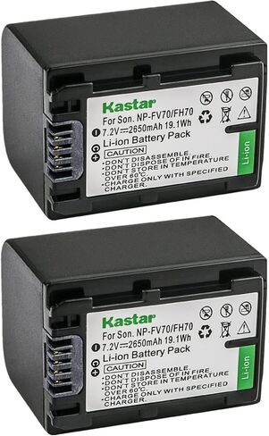 Kastar 3-Pack NP-FV70 Battery Replacement for Sony DCR-SX43, DCR-SX44, DCR-SX45, DCR-SX53, DCR-SX63, DCR-SX65, DCR-SX73, DCR-SX83, DCR-SX85, DEV-3, DEV-30, DEV-5, DEV-50, DEV-50V, FDR-AX100 Camera in Saudi Arabia